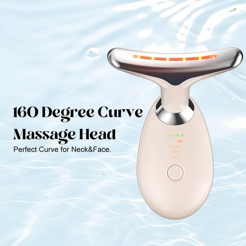 YUNRUO Neck Face Massager, Facial Massage Device with Thermal, Triple Action Colour Modes for Skin Care, Face Sculpting Tool for Double Chin(pink)