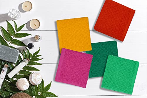 Tukasa Linens 16 Pack Cotton Washcloths for Body and Face, 12x12 Inches, Pack of 16, Multipurpose and Lightweight Wash Clothes for Face. Highly Absorbent - Travel and Bath Towel (Lime)