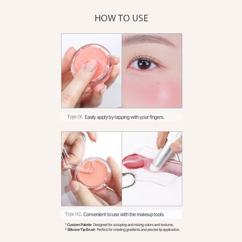 Heart Percent Dote On Mood Custom Lip & Cheek, Matte (Fog Pot) + Glow (Shine Balm) Dual Type Multi-use Blush & Lip Tint [#06. Bare Nude]