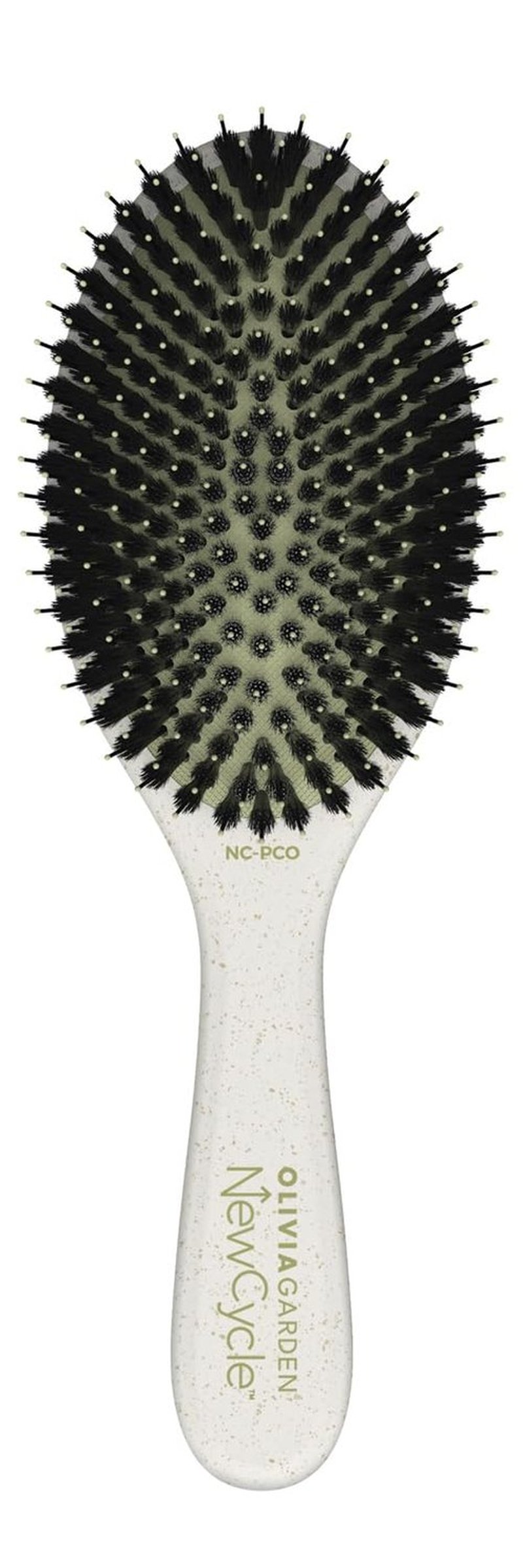 Olivia Garden NewCycle Round Vegan Boar and Ionic bristles Cushion Hair Brush and made from 100% recycled material (except bristles and cushion)