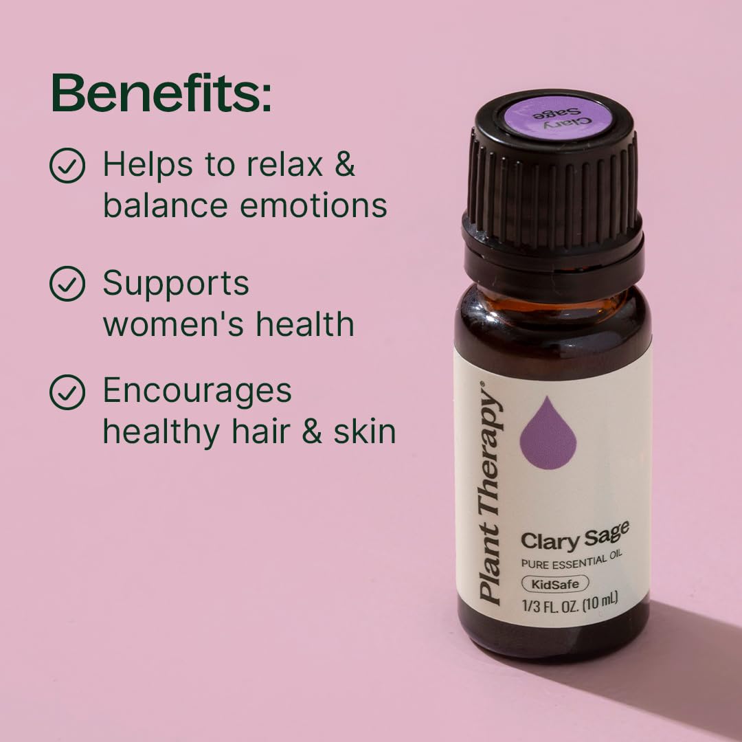 Plant Therapy Clary Sage Essential Oil 100% Pure, Undiluted, Natural Aromatherapy, Therapeutic Grade 10 mL (1/3 oz)