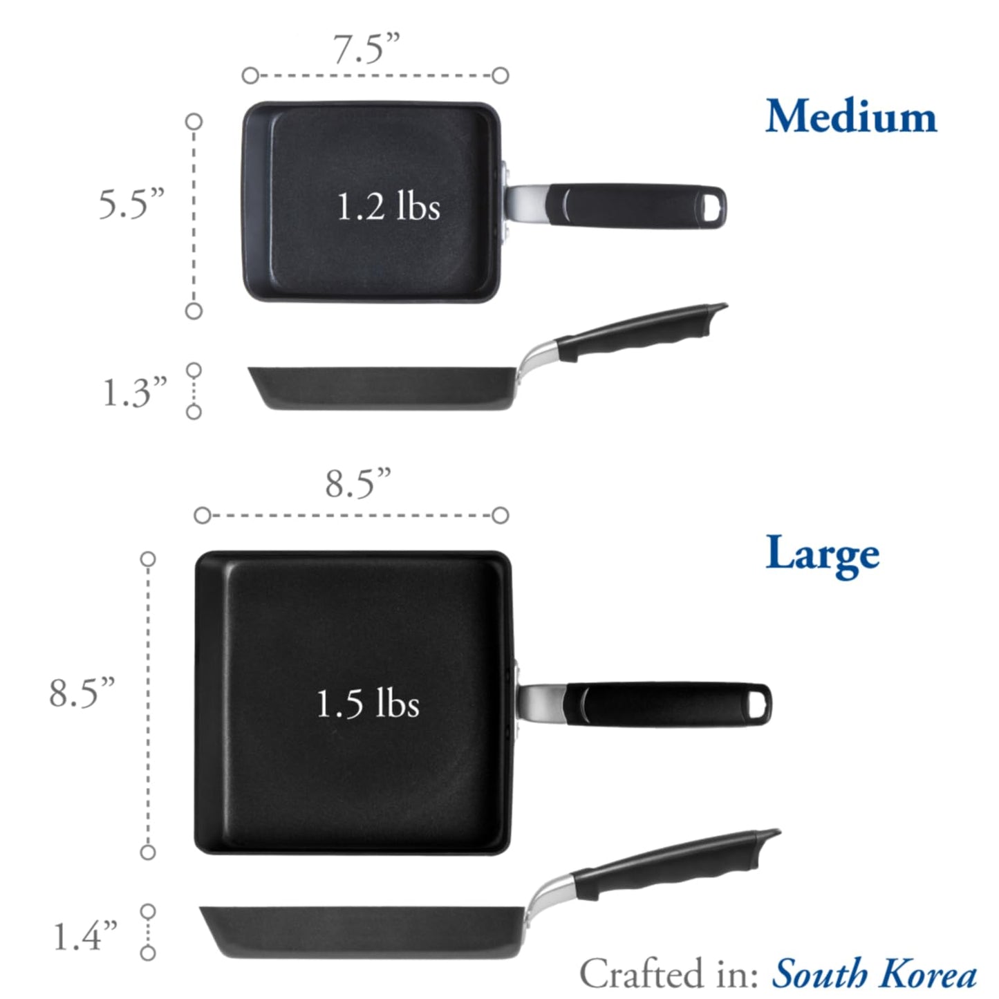 TECHEF - Tamagoyaki Japanese Omelette Pan/Egg Pan Skillet, PFOA-Free, Dishwasher Safe, Induction-Ready, Made in Korea (Black/Large)