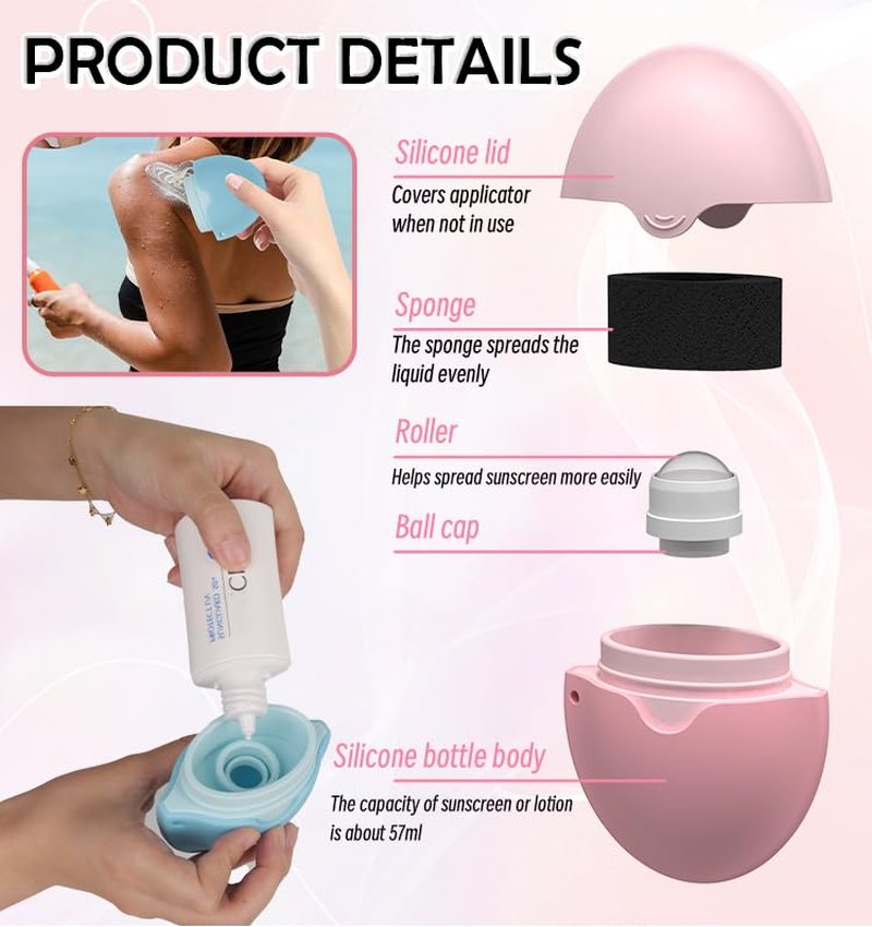 Sunscreen Applicator for Kids - Roller Ball Lotion Brush for Easy Application | 1.85 Oz Travel Size - Purple Summer Essential