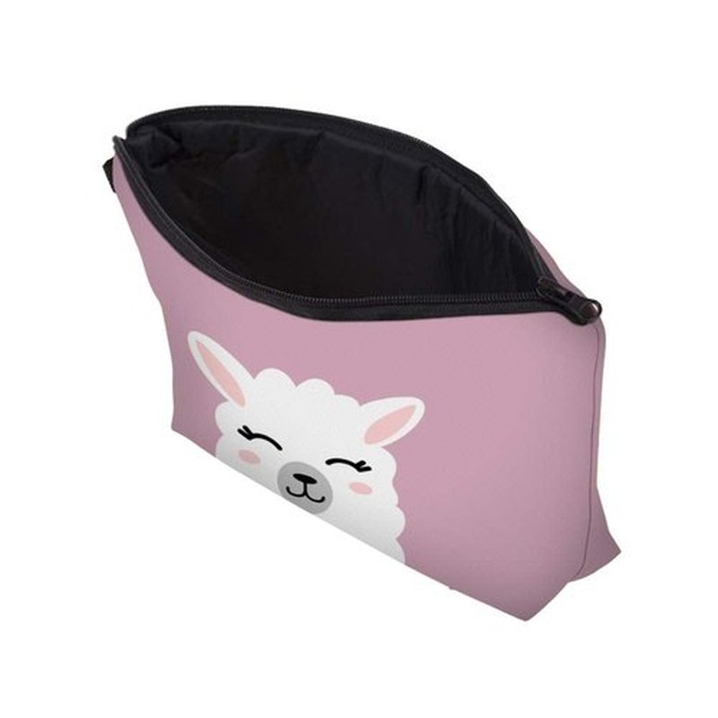 LOOMILOO Cosmetic Bag for Women, Adorable Roomy Makeup Bags Travel Water Resistant Toiletry Bag Accessories Organizer Liama Gifts (Pink Liama 51437)