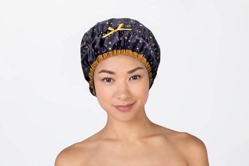 Reusable Shower Cap & Bath Cap & Lined, Oversized Waterproof Shower Caps Large Designed for all Hair Lengths with PEVA Lining & Elastic Band Stretch Hem Hair Hat - Fashionista Starry Nights