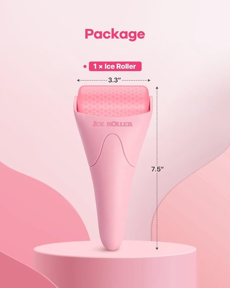 BearKig Ice Roller, Ice Roller for Face, Ice Face Roller, Cold Facial Ice Roller Massager for Eye Puffiness, Women's Gifts, Migraine, TMJ Pain Relief & Minor Injuries, Skin Care Products (Pink)