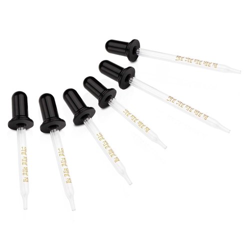 BAKOTAKA Eye Dropper - (Pack of 6) Straight Tip Calibrated Glass Medicine Droppers, 1mL Capacity Oils Pipette Dropper for Accurate Easy Dose and Measurement