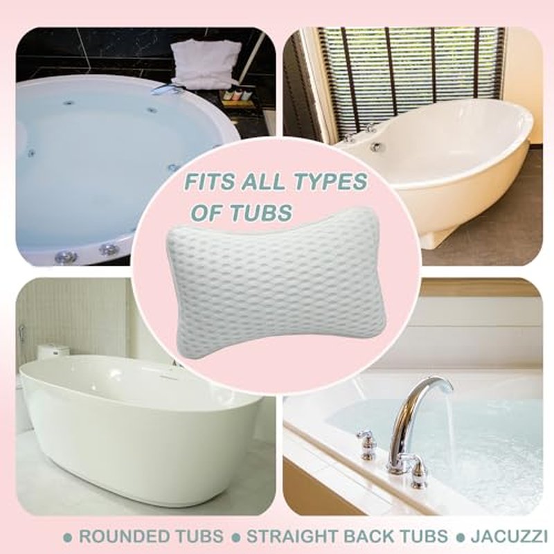 Bath Pillows for tub,Home Spa Pillows for Bathtub, Hot Tub,Head and Neck Support with 2 Strong Suction Cups,Green