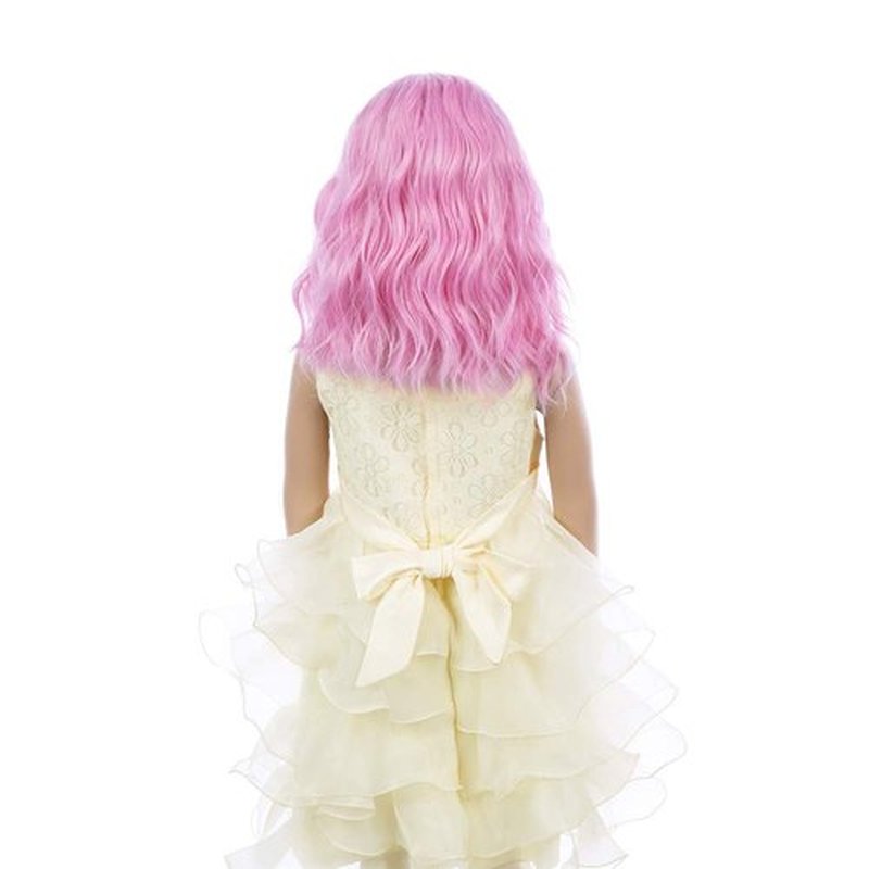 PATTNIUM Kids Light Pink Wig Short Wavy Wig Pink Wig Cosplay Party Girls Pink Wig Heat Resistant Synthetic Wig (Light Pink)
