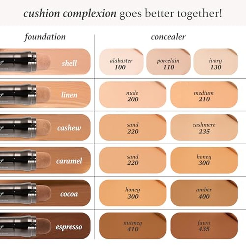 Julep Cushion Complexion Medium Coverage Foundation - Cashew | Covers, Brightens & Evens Skin Tone | On-The-Go Cushion Applicator | Hyaluronic Acid, Vitamin B5 & E