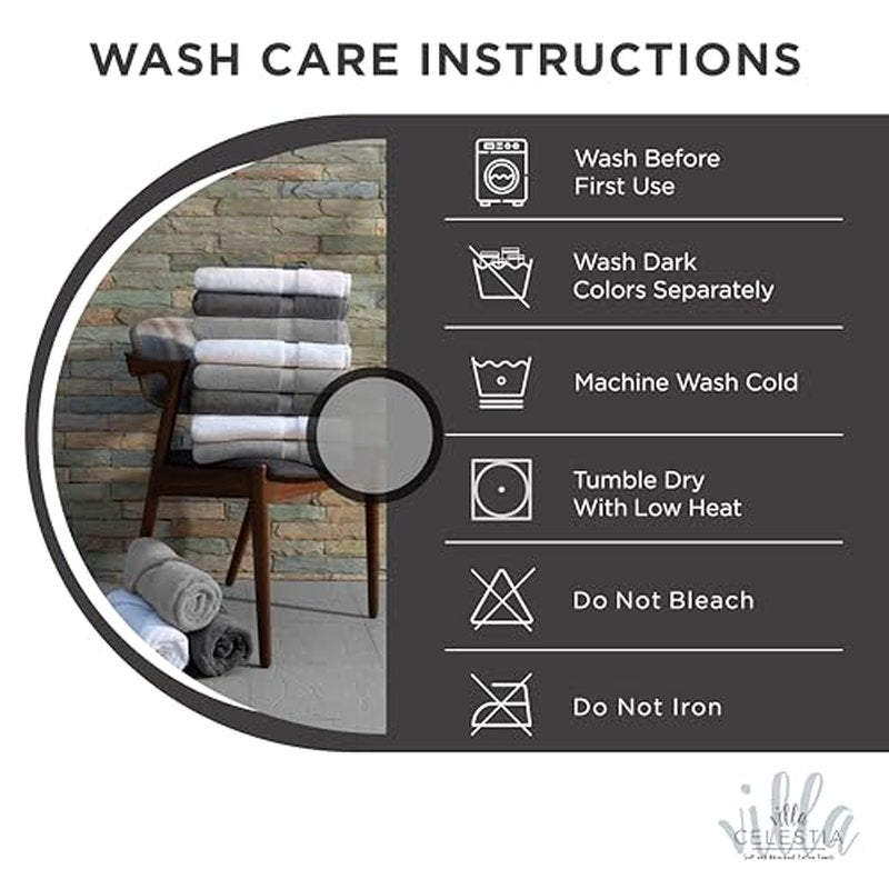 Villa Celestia 100% Cotton Hand Towel Set of 4, (16 x 28 inches) Sustainable, Soft, Highly Absorbent, Quick Drying, Combed Cotton Hand Towels Pack of 4 Ideal for Hotels, Spa, Bathroom, Dorm, Black