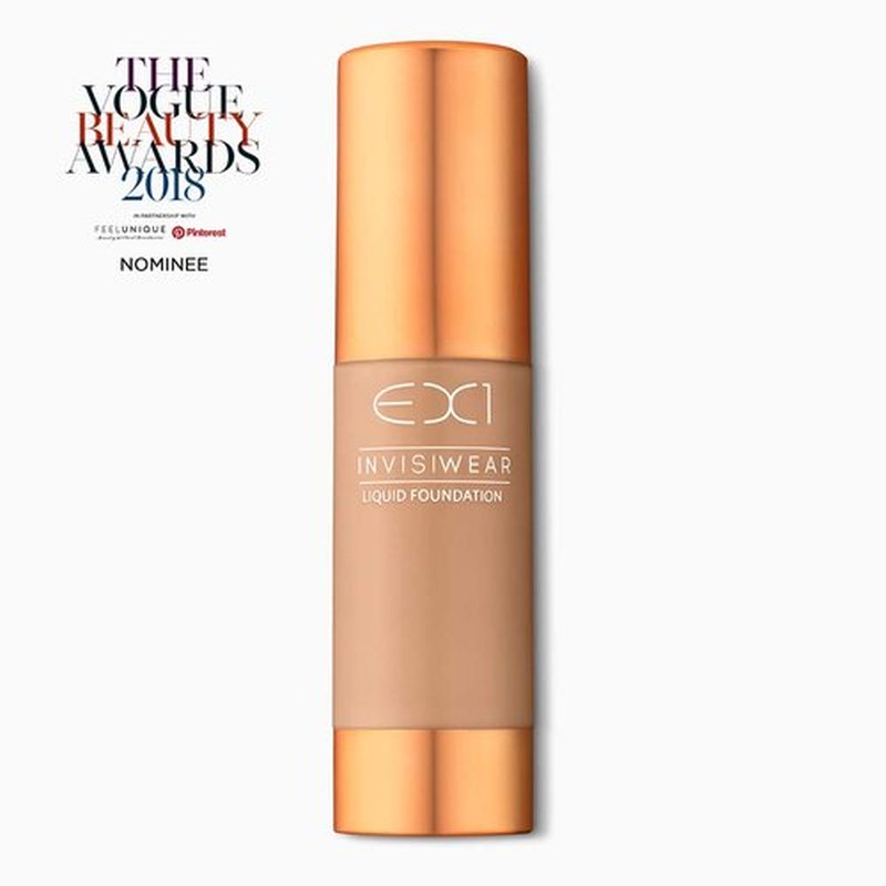 EX1 Cosmetics Invisiwear Liquid Full Coverage Foundation Makeup Shade 3.5 - Vegan, Oil and Fragrance Free, Dermatologically and Clinically Tested