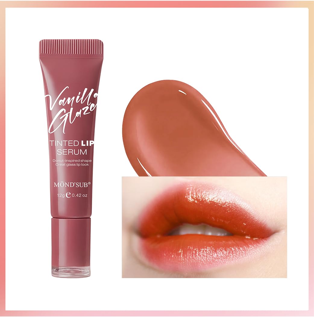 MOND’SUB Tinted Lip Serum Essence: Glass Glow Shine + 16H Hydra-Locking, Featherweight Non-Sticky Color, Transfer-Resistant Plumping Vegan Formula