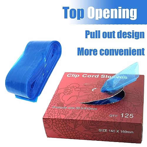 SOTICA Tattoo Clip Cord Covers - 125PCS Clip Cord Covers Tattoo Clip Cord Sleeves Tattoo Clip Cord Bags Disposable Tattoo Machine Bags for Tattoo Supplies Tattoo Accessories(Blue)
