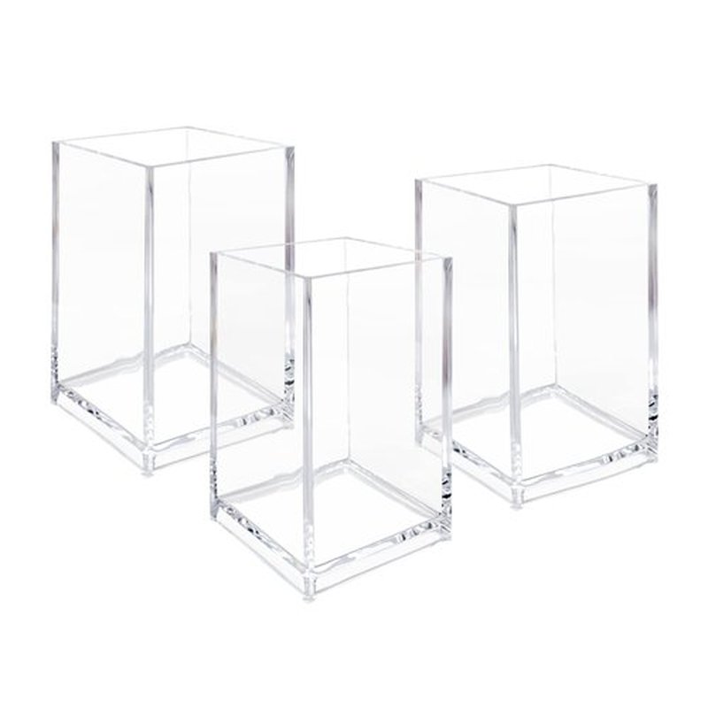 Newkita 3 Pack Clear Acrylic Cosmetic Pencil Pen Holder Cup, Clear Makeup Brush Holder, Desk Acrylic Brushes Storage