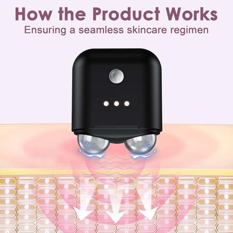 Mini Facial Firming Device, Face and Neck Skincare Device with Vibration Mode, Portable Facial Roller Massager Tool for Man and Woman, Black