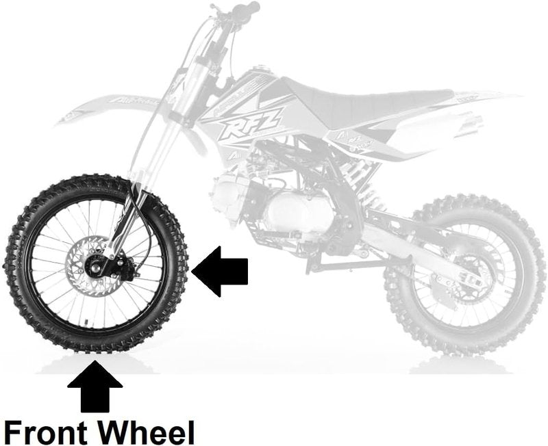 RedCap 14-Inch Front Rim Wheel Assembly for Disc Brake Dirt Pit Bikes - Fits Apollo, SSR, TaoTao, Coolster, Kayo, Stomp, Lifan, YX, IMR, Atomik, Thumpstar