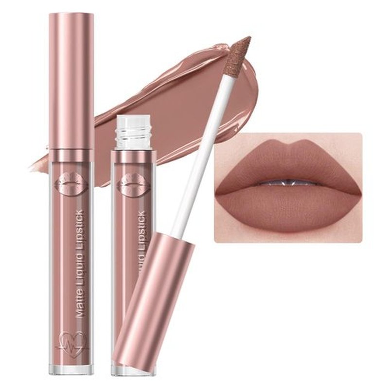 JUAAZIN Rose Taupe Matte Liquid Lipstick, With Highly Pigmented and Rich Colors Lip Gloss, Long-Lasting Wear Non-Stick Cup Not Fade Waterproof Lipstick Makeup for Women(Rose Taupe 02#)