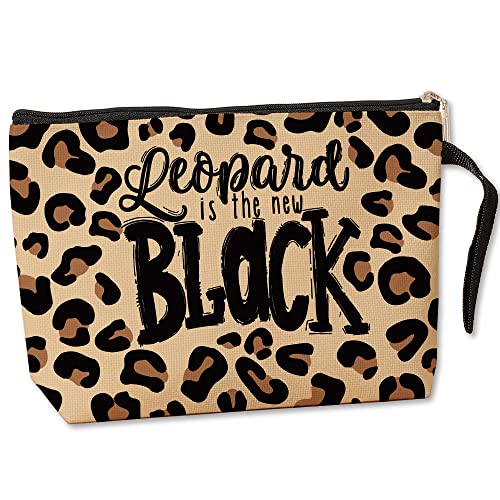 Jztco Leopard Print Makeup Bag - Gifts for Women, Handbag for Leopard Lovers, Birthday and Mother's Day Ideas for Mom, Sister, Friends - Leopard Is The New Black
