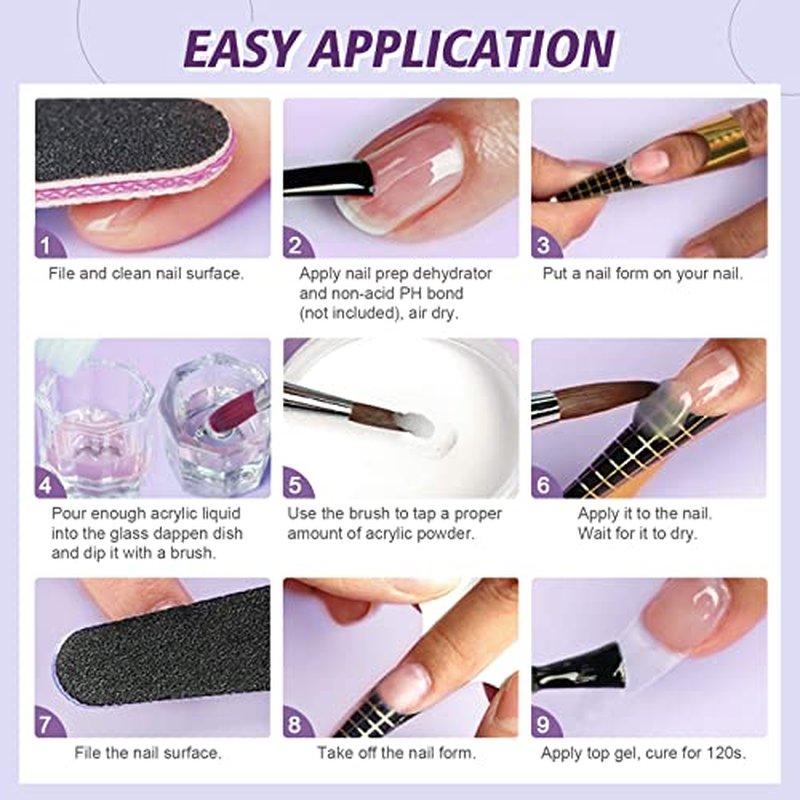 SAVILAND Acrylic Nail Kit – 30g Clear Acrylic Powder & 60ml Acrylic Liquid Set with Nail Brush Nail Forms Tools Extension Nail Kit for Beginners with Everything for Home DIY Salon Nails Application