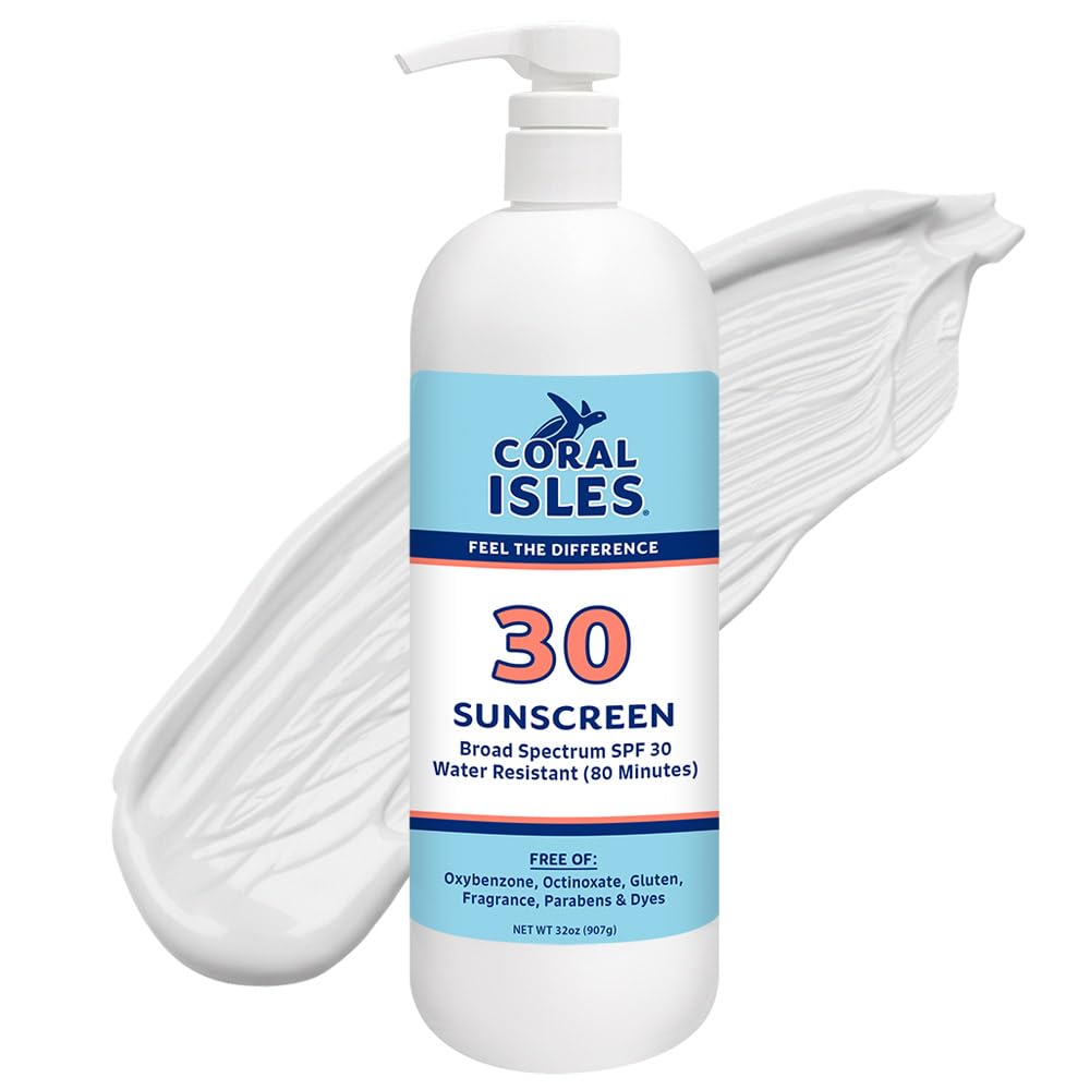 Coral Isles by Rocky Mountain Sunscreen | SPF 30 Lotion | Broad Spectrum UVA/UVB Protection | Hawaii Reef-Safe Act Compliant | Oxybenzone & Octinoxate Free | Water Resistant 80 Min. | 32 Fl Oz