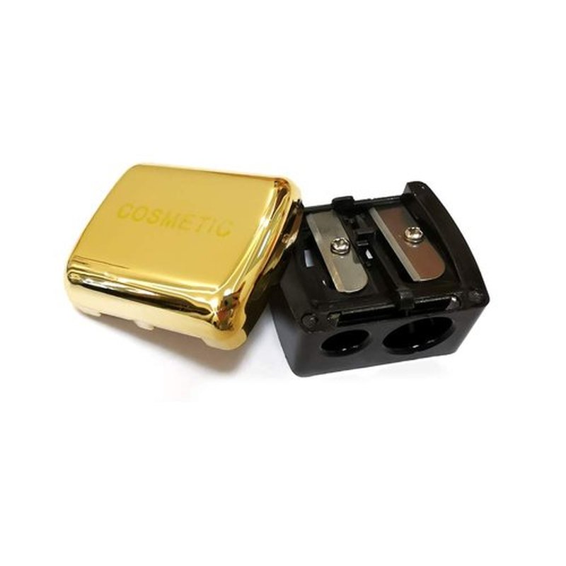 JOSALINAS Dual Makeup Sharpener (2 pack) for Cosmetic Eyebrow Eyeliner Pencil, Golden