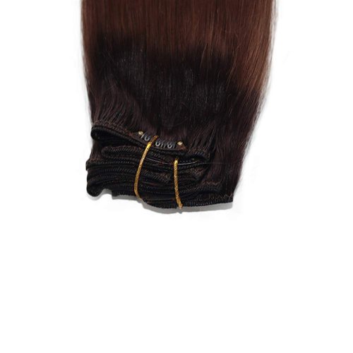 Ombre Clip in Real Hair Extensions Balayage Remy Hair Extensions Clip in Dark Brown with Light Brown 120g Full Head Straight Soft Natural Hair Extensions 22 inch