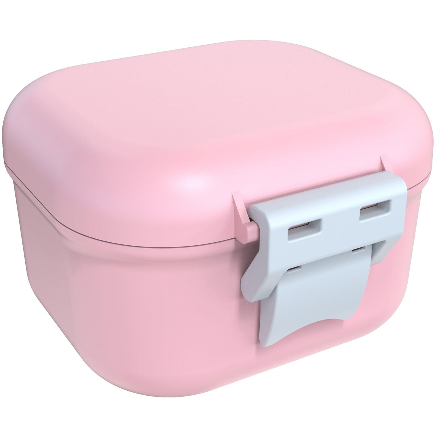 ARGOMAX Leak Proof Denture Bath Cup, Portable Soaking Denture Box, Denture Bath Case with Strainer, for Dentures and Braces (Pink + White).