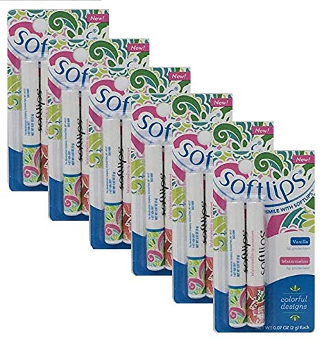 SoftLips SPF 20 Vanilla & Watermelon Lip Balm Combo Pack - 6 Moisturizing Lip Protectants