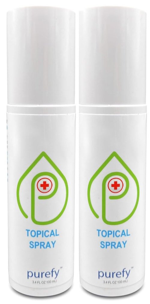 PUREFY Topical Spray (3.4oz 2pk) Soothing Face & Body Skin Spray, Purefypro Dermal HOCL Technology, Natural Skincare Support Redness, Irritations, Ezcema, Dry Skin, Athletic Itch, Travel Size