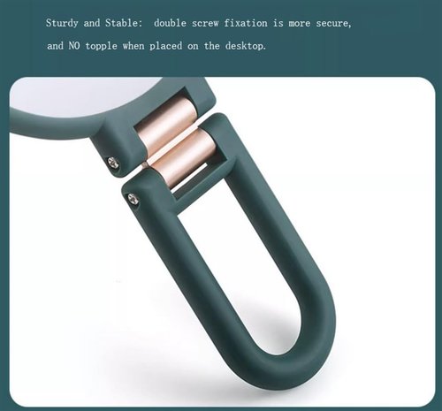 Stianiiie Handheld Mirror, 1X 15X Double Sided, Rotation Adjustable Handle, Portable Travel, 6.5 x 5.71 inches, ABS Engineered Plastic, Green, Modern Style, Tabletop Mount