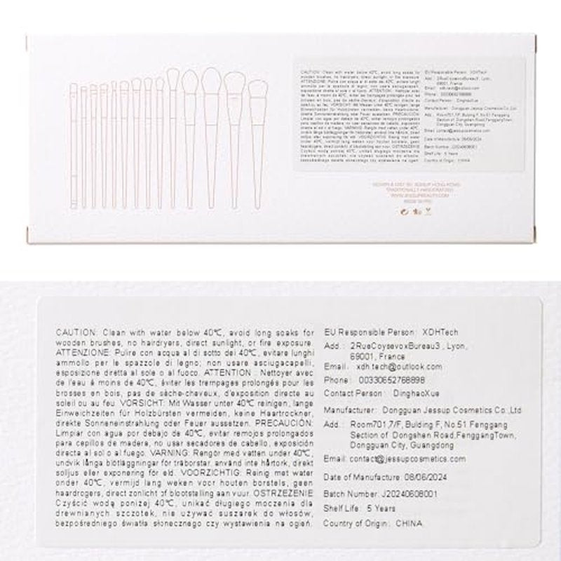 Jessup Makeup Brushes 14Pcs Makeup Brush Set Premium Synthetic Powder Foundation Contour Blush Concealer Eye Shadow Blending Liner Make Up Brush Kit Light Grey T329
