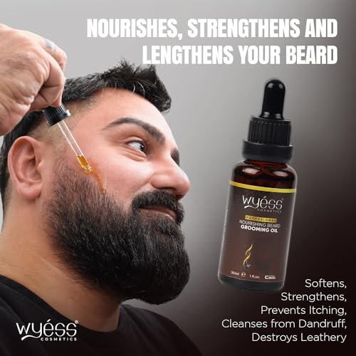 WYESS Natural Beard Growth Serum and Oil for Men - Extra Strength Beard Vitamins, Growth Enhancer, Grooming Gift - 1 fl oz - Beard Oil, 1 Pack