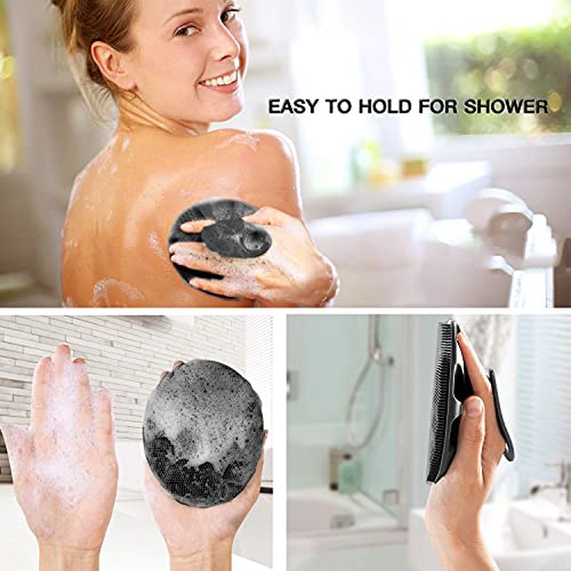 INNERNEED Soft Silicone Body Cleansing Brush Shower Scrubber, Gentle Exfoliating and Massage for All Kinds of Skin (Pink)