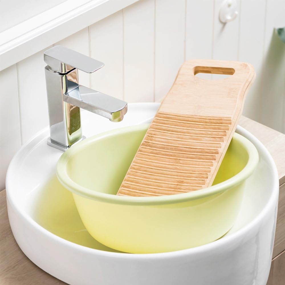Non-Slip Wooden Washboard,Easy to Use,Laundry Cleaning Board with Hanging Hole,Easy to Storage,Durable Scrub Board Washing Board for Laundry Room