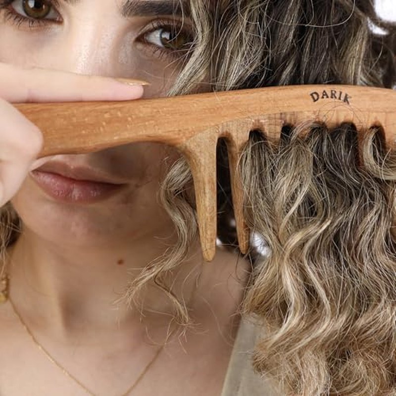 Wide Tooth Wooden Comb | Cepillo Ancho de Madera para Cabello | Natural Hairbrush | Vintage Style Hairbrush | Wood Comb for Gentle Styling | Anti-Static Hair Comb (Extra Wide Tooth)