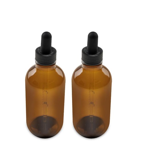 The Bottle Depot - 2 Pack - 4 oz Glass Bottle with Dropper - Clear Amber - 22-400 Neck Finish - Boston Round Bottles - Leakproof Essential Oils Bottles