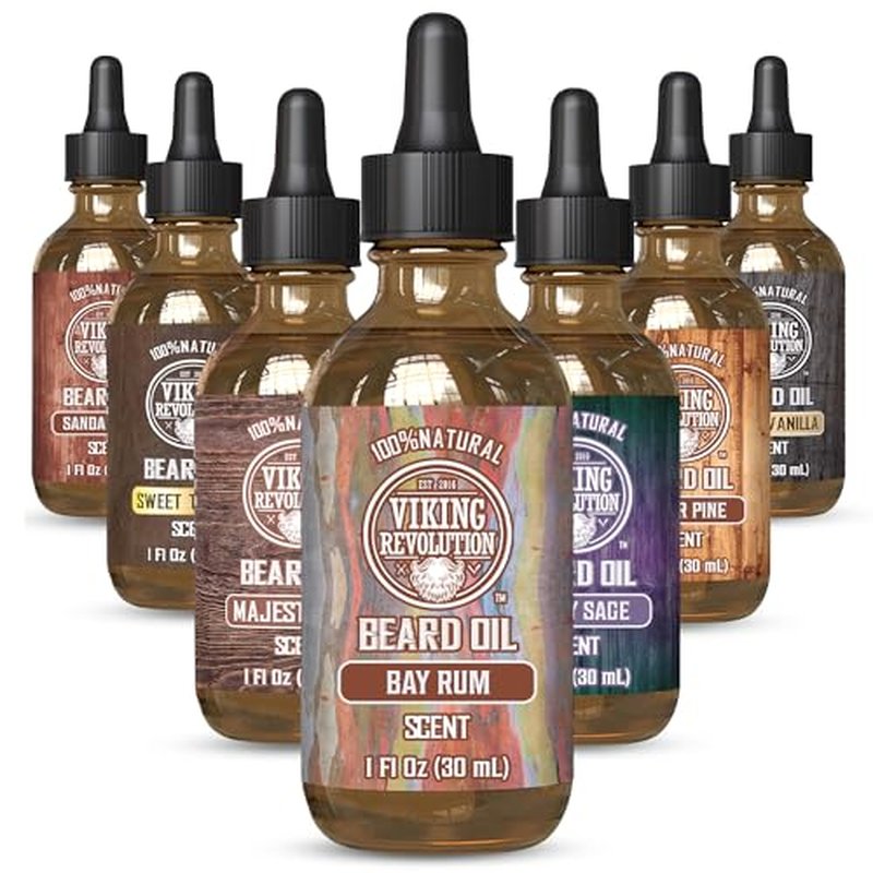 Viking Revolution Unscented Beard Oil for Men - Natural Mens Beard Oil with Argan Oil and Jojoba Oil - Beard Softener, Strengthens and Moisturizes - Beard Conditioner for Men (Unscented, 1 Pack)