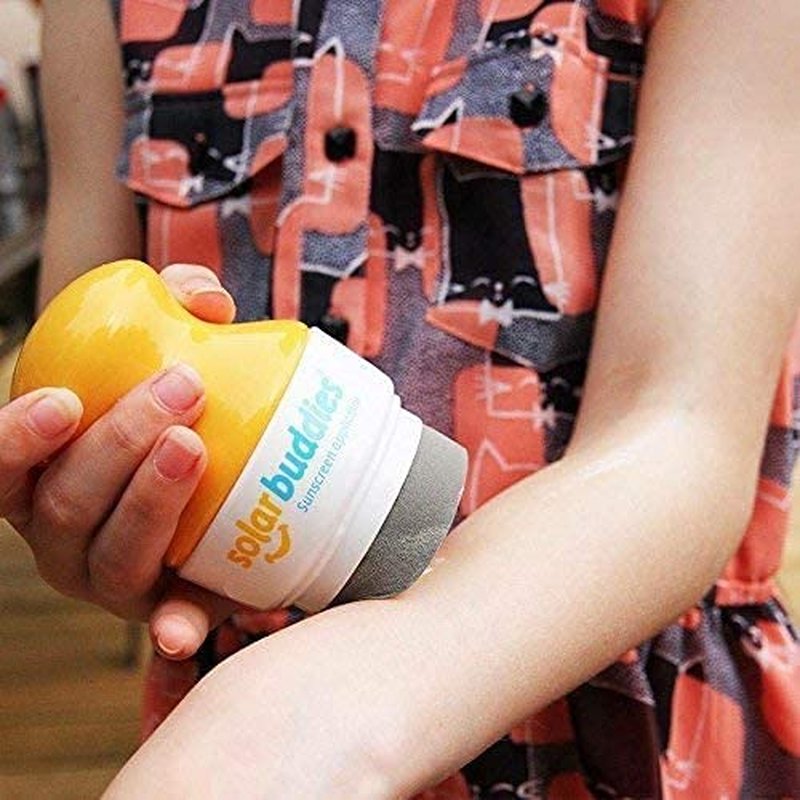 Solar Buddies Sunscreen Applicator - Green Pack of 2 - BPA-Free Refillable Roll on Sponge Sunscreen, Suncream & Lotion Applicator For Kids, Adults & Families - Holds 3.4fl oz, Perfect Size for Travel