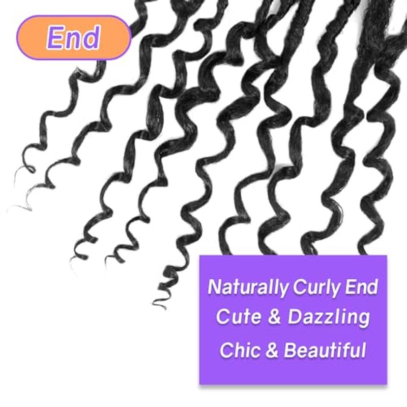 Crochet Butterfly Locs with Curly Ends 14 Inch, Boho Distressed Butterfly Locs Crochet Hair, Black Bohemian Goddess Faux Butterfly Braids with Curly Ends (6 Packs, 1#)