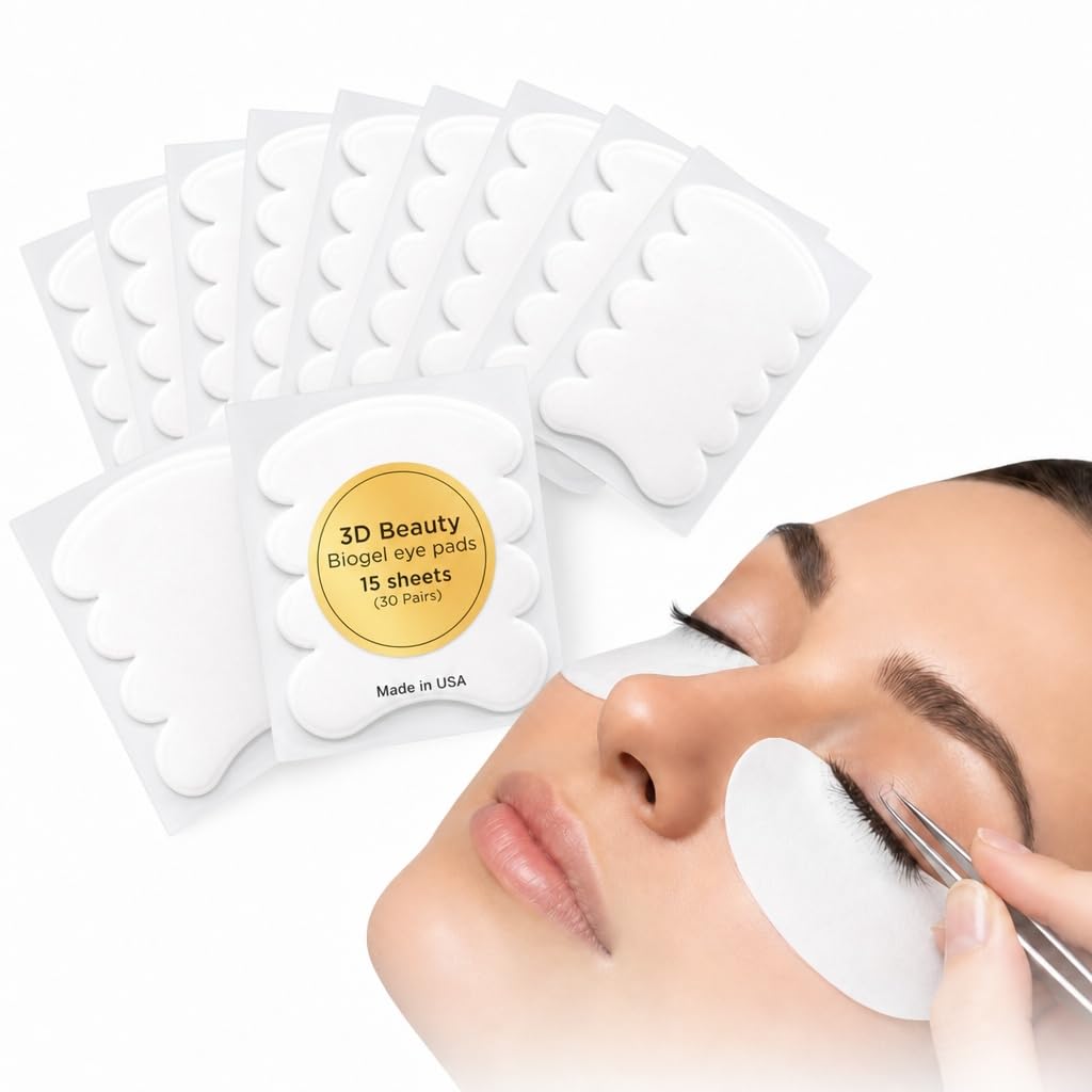 3D Beauty Biogel Eye Pads For Eyelash Extension, Under Eye Pads Eyelash Extension Supplies - 15 Sheets (30 Pairs)