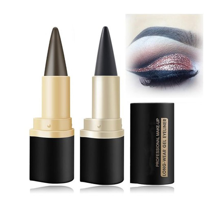Matte Quick-Dry Eyeliner,Long Wear Gel Eyeliner Pencil,Natural Black Eyeliner Cream Waterproof Eyeliner Pen,Smokey Eyeshadow Palette Stick Crayon,Gel Eye Liner for Goth Halloween Makeup (Brown+Black)