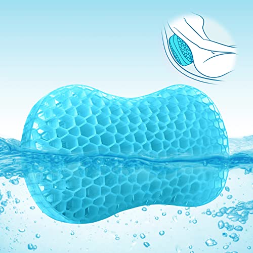 Sunlit Bath Jello Mini Gel Bath Pillows, Lumbar Pillow for Bathtub, Back Support Pillow, Gel Pillow with Non-Slip Suction Cups for Lumbar, Back Rest Support, Fits Curved or Straight Back Tubs, Aqua