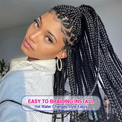 8 Pack Pre Stretched Braiding Hair - 16" 55G/Pack Premium Braiding Hair Pre Stretched Extensions, Professional Itch Free Hot Water Setting Perm Yaki Texture Prestretched Braiding Hair (#1B)