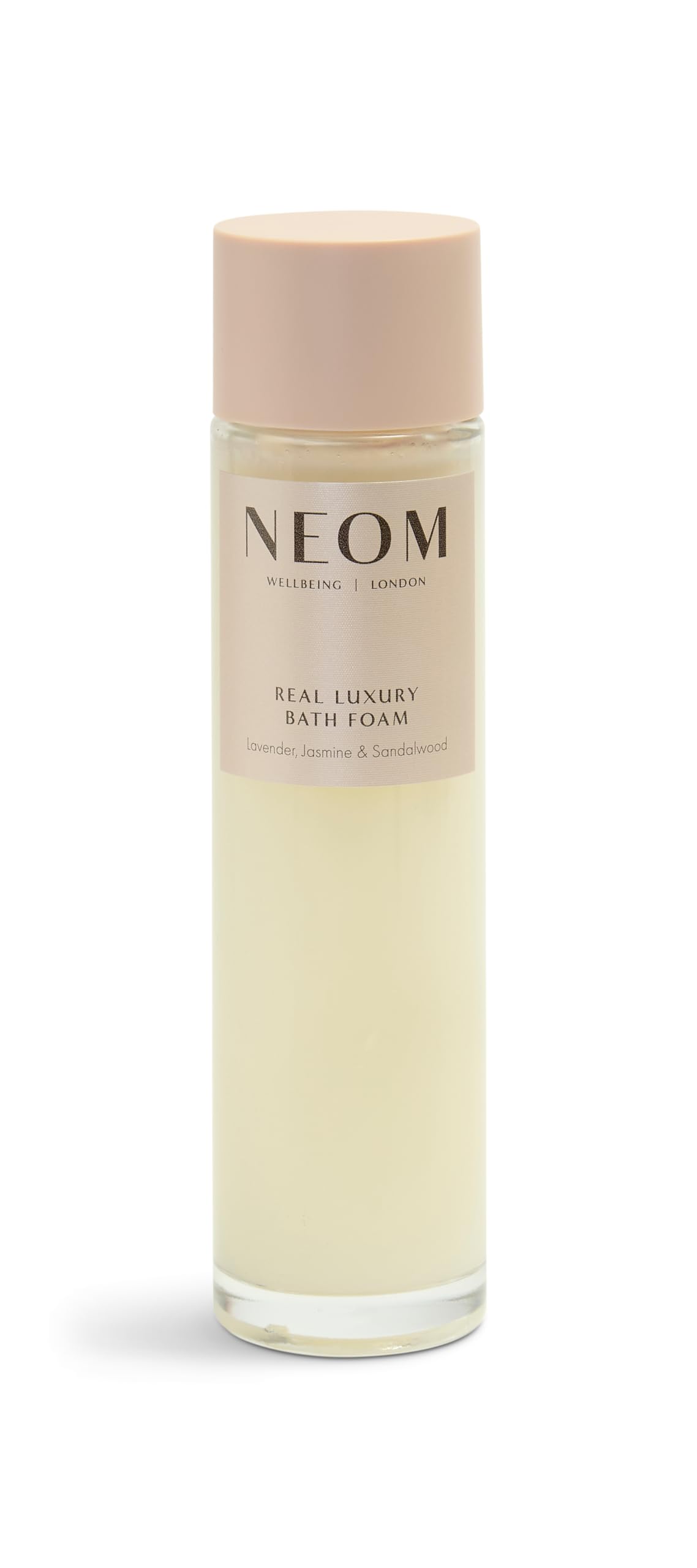 NEOM Real Luxury Bath Foam, 6.76 fl oz | Lavender, Jasmine & Rosewood | Coconut & Almond Oil| 100% Natural Fragrance | Essential Oil | Scent to De-Stress| Vegan & Cruelty Free