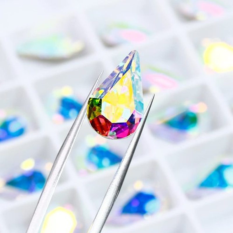 DONGZHOU 100pcs Mix Shape Crystal AB Nail Art Rhinestone Gems Point Back Fancy Stone Sew On Rhinestone Loose Crystal Sewing for Clothing Wedding Dress Nail Art Shoes Bags DIY Crafts