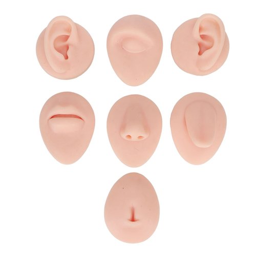 Body Piercing Practice Model, Simulation Silicone Piercing Practice Body Parts, for Practice Eyebrow, Nose, Lips, Tongue, Belly Button and Ear Piercing (Light Skin Color)