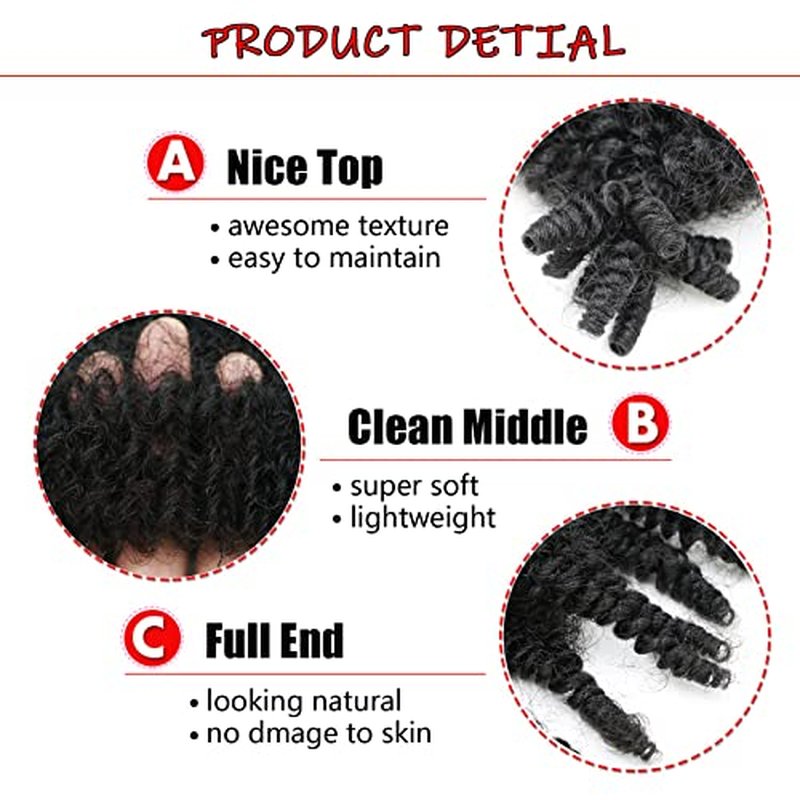 IXIMII 12 Inch Springy Afro Twist Hair 3 Packs Pre-Separated Kinky Marley Twist Braiding Hair Soft Synthetic Crochet Hair Extensions for Spring Twists and Bomb Twists Style,Natural Black