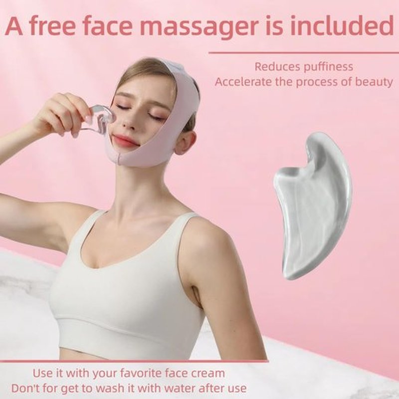 Double Chin Strap Face Slimming,V-Line Lifting Mask for Women,Chin Strap for Sleeping,Jawline Shaper(M)