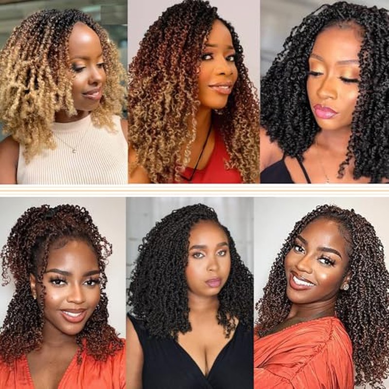 200 Strands Pre-looped Yanky Twist Crochet Hair 8 Packs Pre-twisted Curly Crochet Braids 10 Inch Short Brown Blonde Ombre Bohemian Yanky Twist Hair Crochet Braiding Hair Extensions for Women T1 30 27